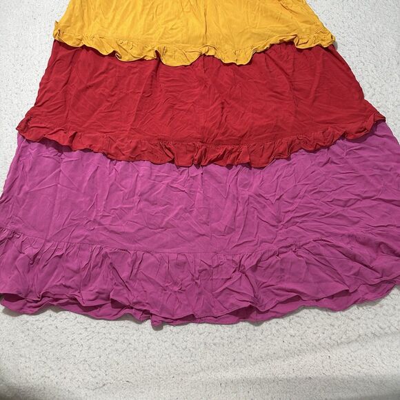 Ivy Street Women's Plus Size 1X Pink Colorful Tiered Maxi Sundress Sleeveless - Picture 14 of 16